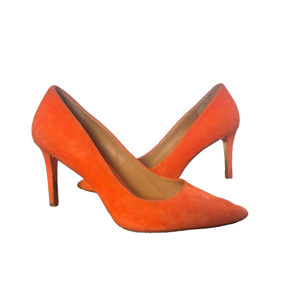 Tory Burch Orange Suede Pointed Toe Stiletto Pumps Womens Size 8.5 Heels